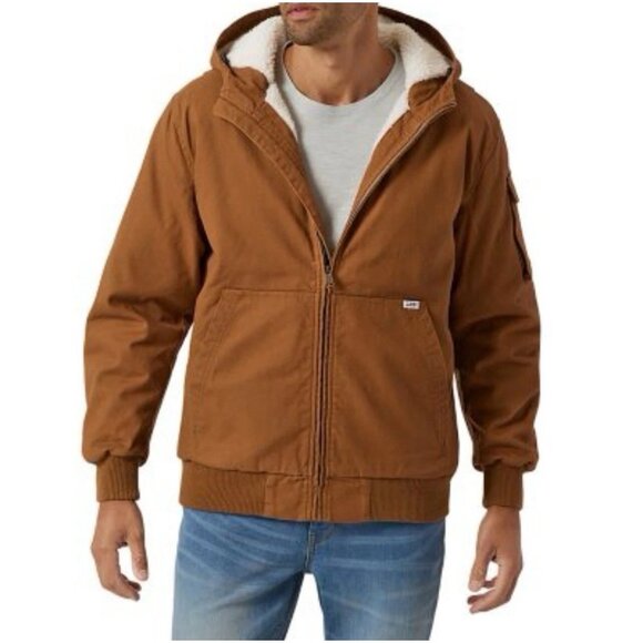 Lee Workwear Zip Up Bomber Jacket Size Small Tobacco Sherpa Lined Outerwear NEW